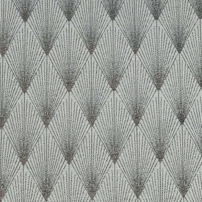 Tissu Jacquard réversible Comète Argent sur fond Blanc - Par 10 cm