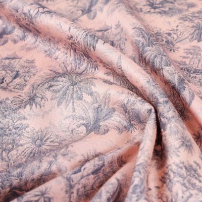 Tissu Viscose imprimé Maharaja sur fond Rose poudré - Par 10 cm