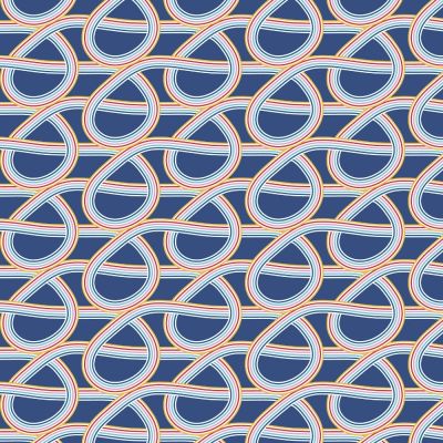 Tissu Viscose Noeud arc en ciel sur fond Bleu - Par 10 cm