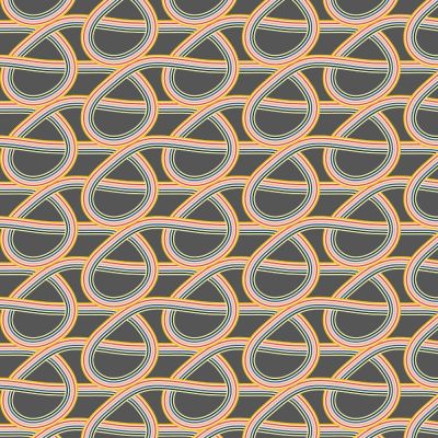 Tissu Viscose Noeud arc en ciel sur fond Gris anthracite - Par 10 cm