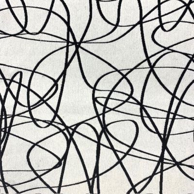Tissu Jacquard Line Art noir sur fond Blanc - Par 10 cm