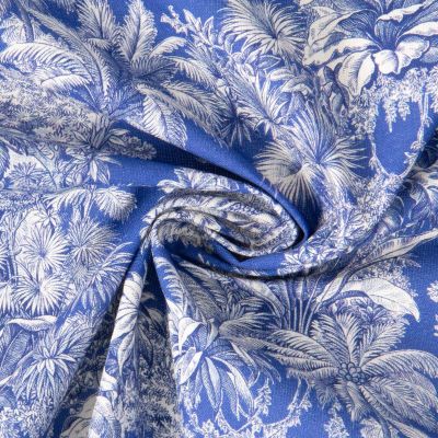 Tissu Coton imprimé digital Mini Maharani sur fond Bleu roi - Par 10 cm