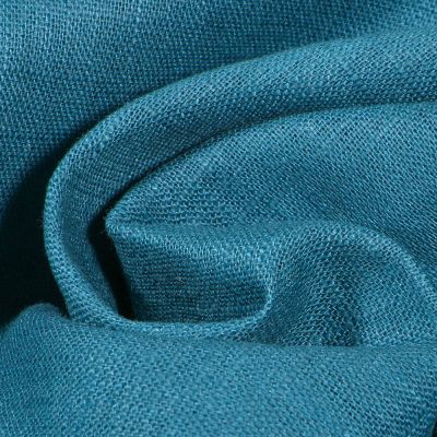 Tissu Ramie Lin uni Bleu pétrole - Par 10 cm