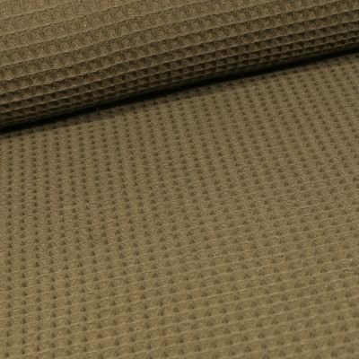 Tissu Nid d&#039;abeille uni Vert kaki foncé - Par 10 cm