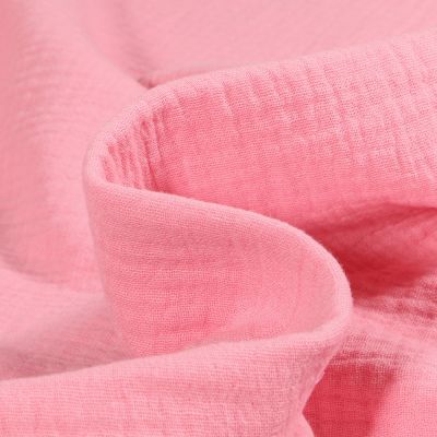 Tissu Double gaze de coton uni Rose bonbon - Par 10 cm
