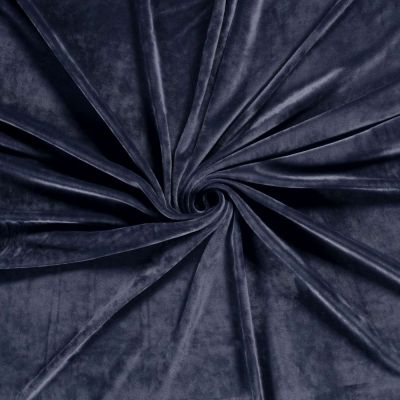 Tissu Velours d&#039;ameublement extensible Alcéa uni Bleu acier - Par 10 cm