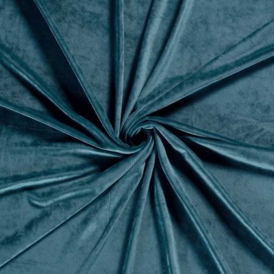 Tissu Velours d&#039;ameublement extensible Alcéa uni Bleu canard - Par 10 cm