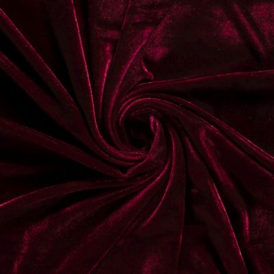 Tissu Velours Jersey uni Bordeaux foncé - Par 10 cm