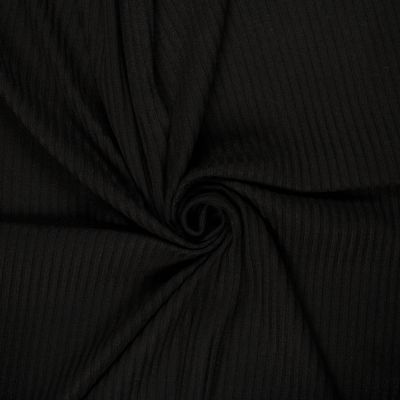 Tissu Jersey Viscose côtelé lourd Oréa uni Noir - Par 10 cm