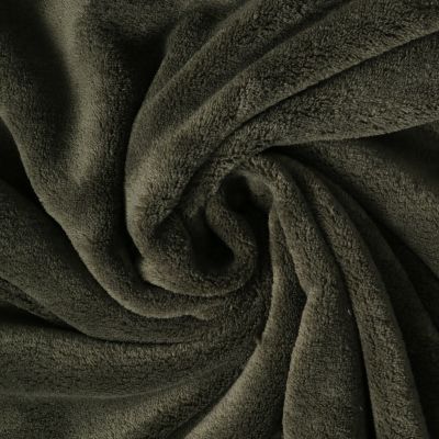Tissu Doudou Nuvola uni Vert kaki - Par 10 cm