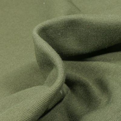 Tissu Bord côte uni Bio Vert kaki - Par 10 cm