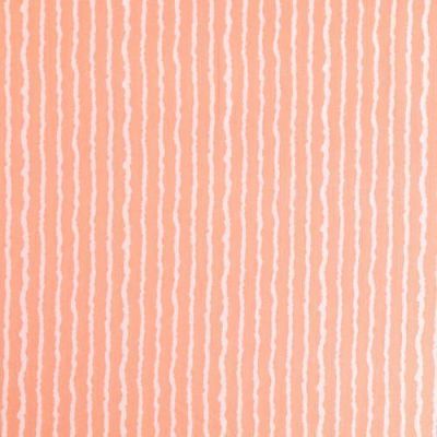 Tissu Crépon Viscose Rayures Blanches sur fond Rose saumon - Par 10 cm
