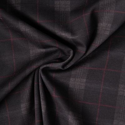 Tissu Bengaline carreaux sur fond Gris anthracite - Par 10 cm