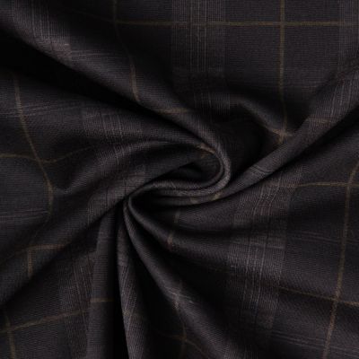 Tissu Bengaline carreaux sur fond Noir - Par 10 cm