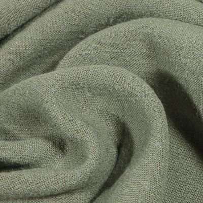 Tissu Viscose Lin lavé uni Vert kaki - Par 10 cm