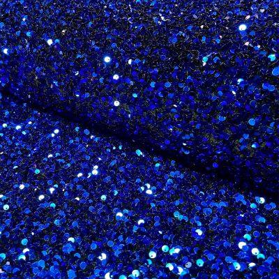 Tissu Sequins épais extensible Bleu roi - Par 10 cm
