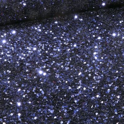 Tissu Sequins épais extensible Bleu marine - Par 10 cm