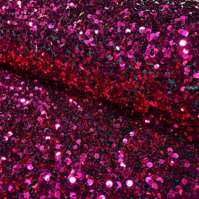 Tissu Sequins épais extensible Rose fuchsia - Par 10 cm