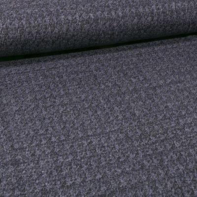 Tissu Maille Polyviscose Pieds de poules sur fond Bleu marine - Par 10 cm