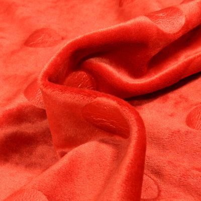 Tissu Jersey Velours Big dots sur fond Orange - Par 10 cm