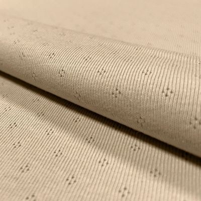 Tissu Jersey Coton ajouré Baby Beige - Par 10 cm