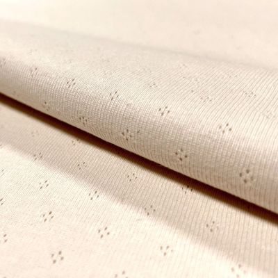 Tissu Jersey Coton ajouré Baby Ecru - Par 10 cm