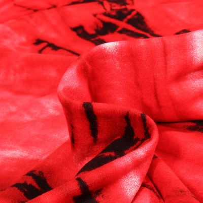 Tissu Jersey Viscose  Tye and dye Dorina sur fond Rouge - Par 10 cm