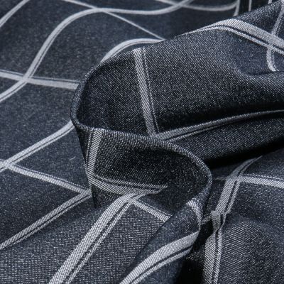 Tissu Bengaline jacquard Lexi sur fond Bleu denim - Par 10 cm