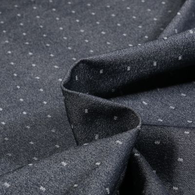 Tissu Bengaline Dots sur fond Bleu marine - Par 10 cm