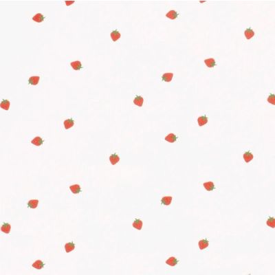 Tissu Coton imprimé Fraises Stra sur fond Blanc - Par 10 cm