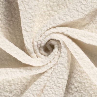 Tissu Lainage bouclette uni Ecru - Par 10 cm