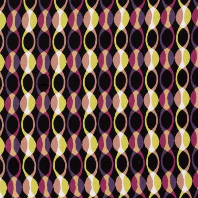 Tissu Viscose Twill Glenn sur fond Noir - Par 10 cm