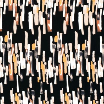 Tissu Viscose imprimé Hermine abstraits sur fond Noir - Par 10 cm