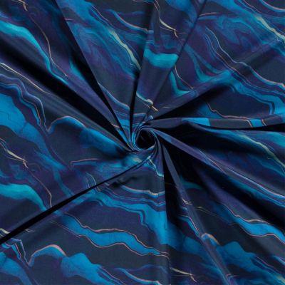 Tissu Jersey Sportswear  Marina sur fond Bleu foncé - Par 10 cm