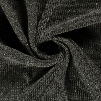 Tissu Maille côtelé lurex uni Vert foncé - Par 10 cm
