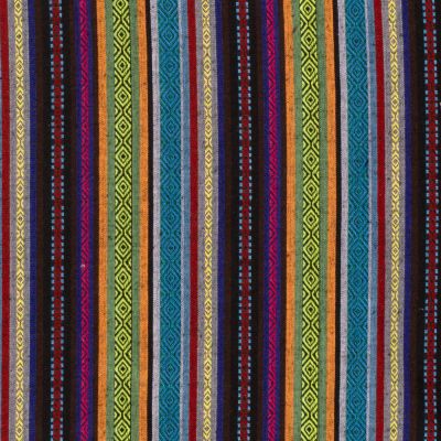 Tissu Jacquard Mexicain Rayé sur fond Vert - Par 10 cm