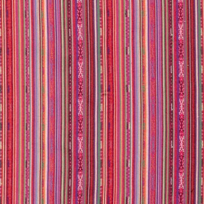 Tissu Jacquard Mexicain Rayé sur fond Rose fuchsia - Par 10 cm