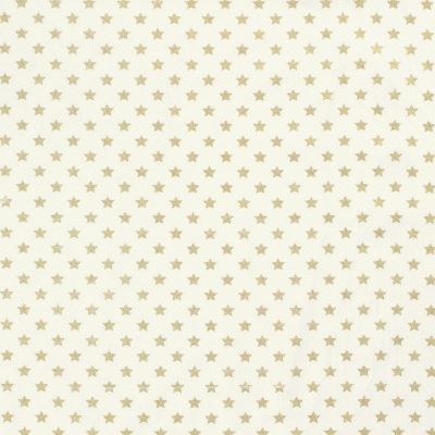 Tissu Coton imprimé Noël Etoiles dorées sur fond Ecru - Par 10 cm