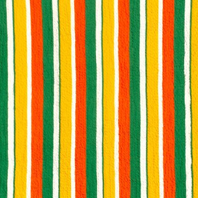 Tissu Viscose gaufré Rayé orange et vert sur fond Blanc - Par 10 cm