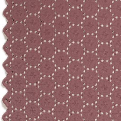 Tissu Coton brodé ajouré uni Vieux rose - Par 10 cm
