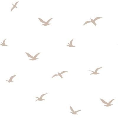 Tissu Double gaze imprimé Oiseaux sur fond Blanc cassé - Par 10 cm