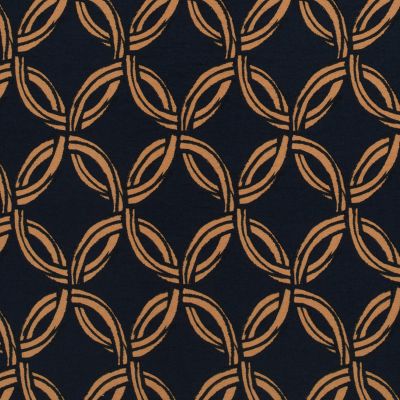 Tissu Crêpe de Viscose Circles sur fond Bleu marine - Par 10 cm