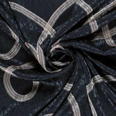 Tissu Satin imprimé Relief léopard sur fond Bleu marine - Par 10 cm