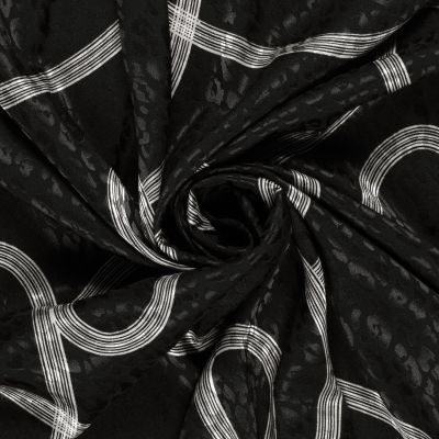 Tissu Satin imprimé Relief léopard sur fond Noir - Par 10 cm