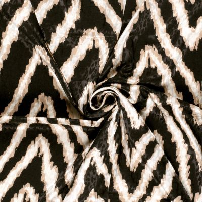 Tissu Satin imprimé Relief léo sur fond Noir - Par 10 cm