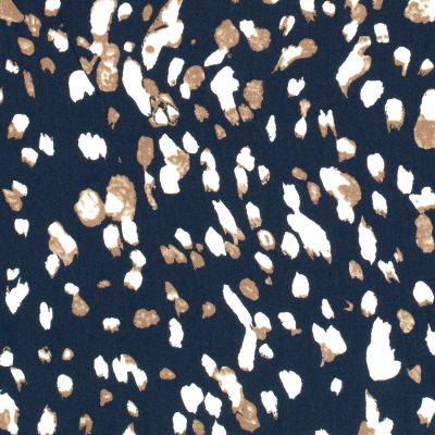 Tissu Viscose Twill Pois destructurés sur fond Bleu marine - Par 10 cm