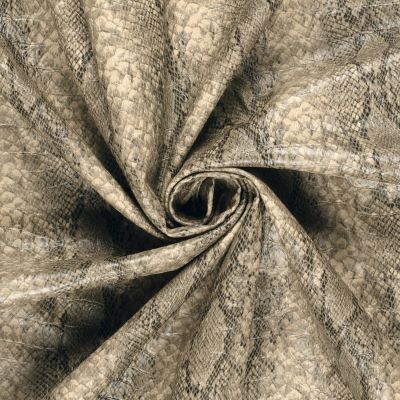 Tissu Simili cuir souple Snake sur fond Beige - Par 10 cm