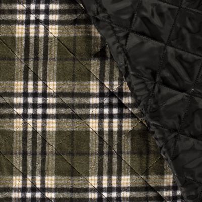 Tissu Matelassé Caban Tartan Ecossais réversible Vert kaki - Par 10 cm