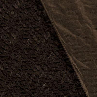 Tissu Fausse fourrure long poils relief Marron - Par 10 cm