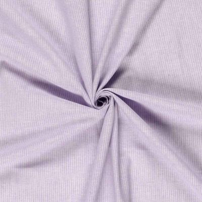 Tissu Chambray Lin coton Small stripes sur fond Lilas - Par 10 cm